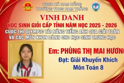 TRƯỜNG THCS NAM THẮNG VINH DANH  HỌC SINH GIỎI CẤP TỈNH NĂM HỌC 2025-2026