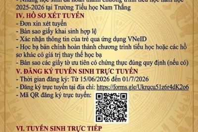 THÔNG BÁO KẾ HOẠCH TUYỂN SINH LỚP 6 NĂM HỌC 2026 – 2027